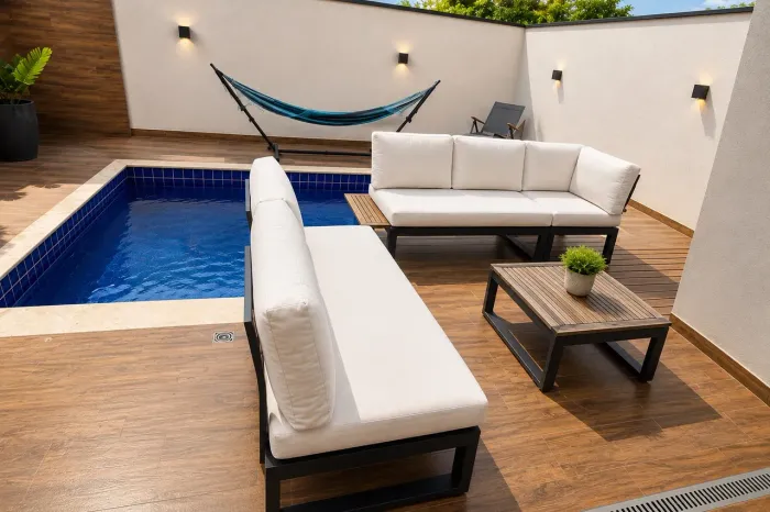 Conjunto de Sofá para Área Externa com Mesa para Piscina/Varanda
