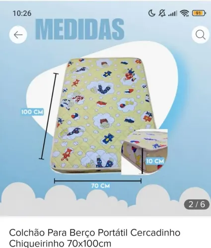 Colchão D18 para berço 70x100 para cercadinho também