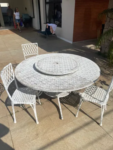 mesa de alumínio jardim e 3 cadeiras