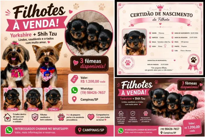 Filhotes York + Shih Tzu<br>? Filhotes Yorkshire + Shih Tzu - Fêmeas Disponíveis | Campinas/