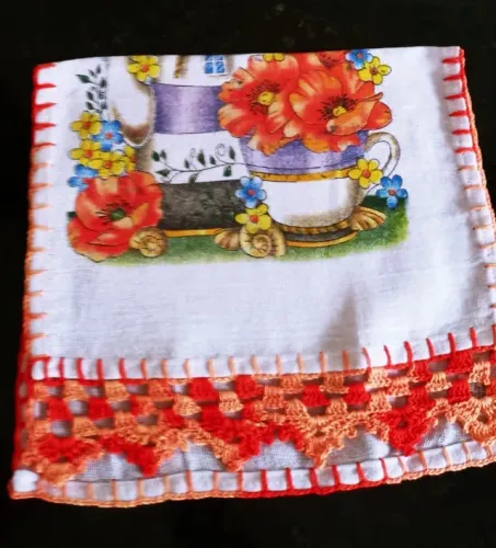 Panos de prato com crochê 