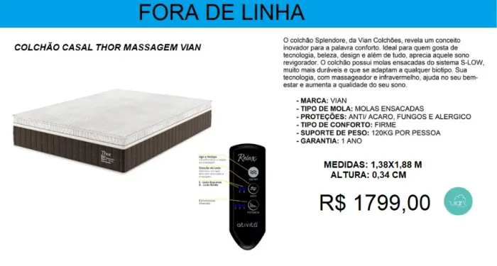 Colchão molas ensacadas massageador a pronta entrega