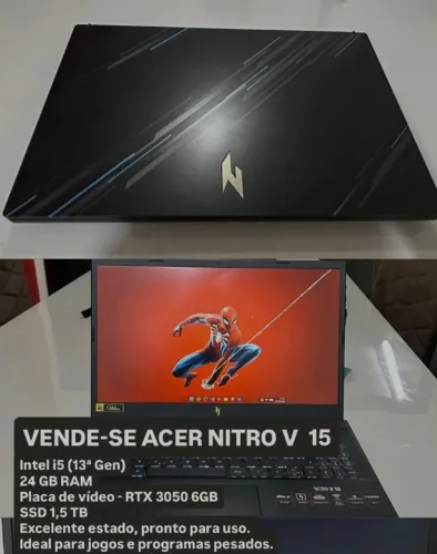 Acer Nitro V15 i5 13ª Geração | 24GB RAM | RTX 3050 6GB | 1TB+