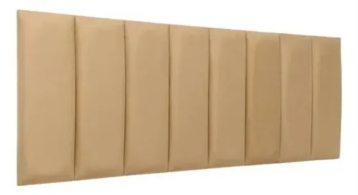 cama quenn + cabeceira acolchoada ondulada creme + brinde: saia para cama
