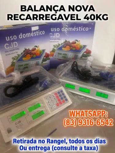 Balança de comercio ate 40kg, nova com bateria recarregavel