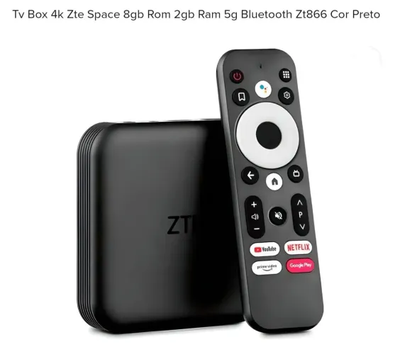 TV Box 4k ZTE Space 8gb 2gb Ram Bluetooth Zt866 preto