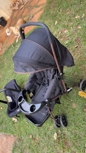 Conjunto carrinho de bebê e bebê conforto Travel System Reverse DUO Preto Bronze