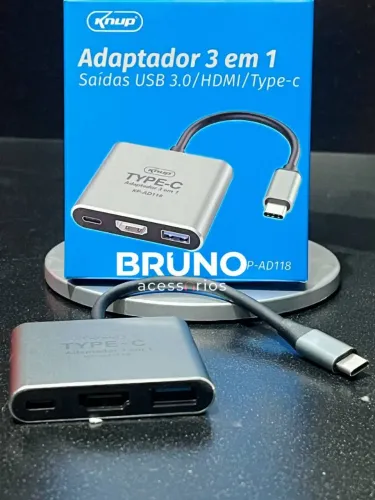 Adaptador ctyoe c 3 em 1 (usb, hdmi tipo c)