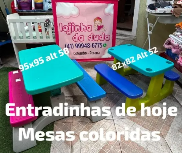 A PARTIR DE $199 Mesas coloridas 4 lugares medidas nas fotos.. a da fisher tem regulagem