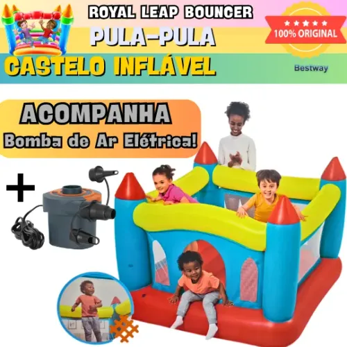 PULA-PULA PVC INFANTIL INFLÁVEL CASTELO - SUPORTA 85KG - +3 ANOS C/ BOMBA DE AR ELÉTRICA