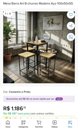 Mesa bistrô com banquetas industrial