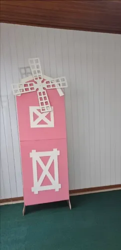 Painel Decorativo MDF Paisagem Moinho (180 cm x 80 cm) - Decoração de Festas