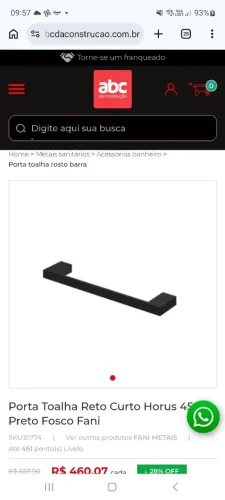 Toalheiro Fani preto fosco novo