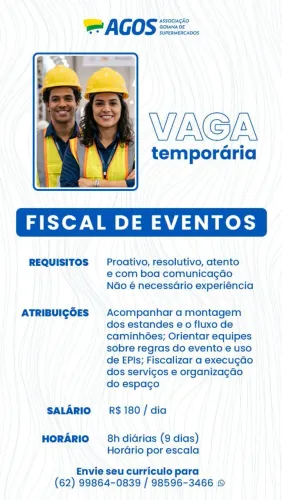 Vaga temporária - Fiscal de Eventos