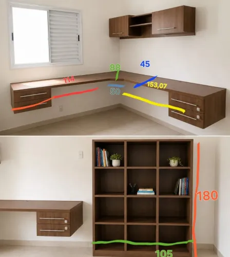 MÓVEIS PLANEJADOS PARA ESCRITÓRIO/ HOME OFFICE - CONJUNTO COMPLETO