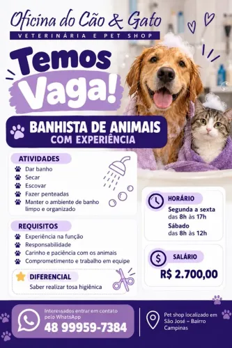 Banhista de animais com experiência