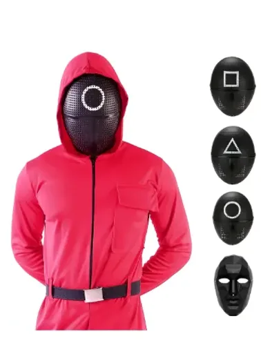 Round 6 Kit 4 Máscaras Cosplay Squid Game Halloween Sem Roupa