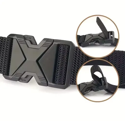 Cinto Tático Masculino Premium com Fivela Metálica X - Ajustável e Resistente