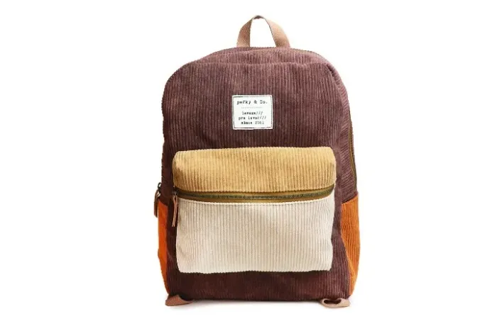 Kit mochila e estojo Perky em veludo
