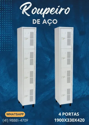 Armário roupeiro de aço com 4 portas a pronta entrega
