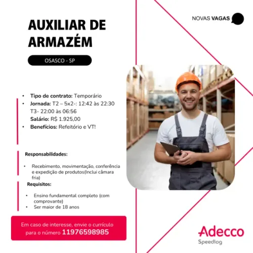 AUXILIAR DE ARMAZÉM OSASCO
