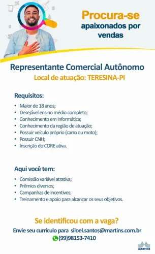 Seja nosso Representante Comercial Autônomo Martins