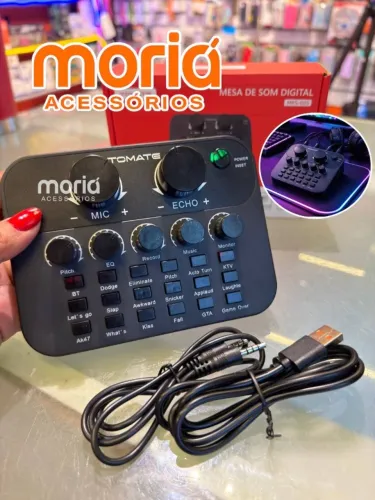 Mesa de Som Digital Tomate MPS-005 - Áudio para Podcast, Live, Streaming e Karaoke