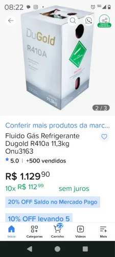 Fluido de gás pra por gás em eletrodomésticos