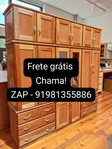 Guarda roupa casal 6 portas madeira jatobá novo!