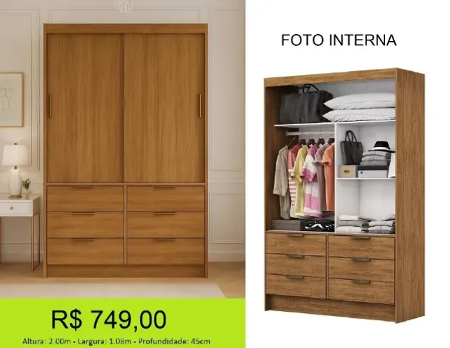 Roupeiro Com portas de correr - Parcelamos sem juros