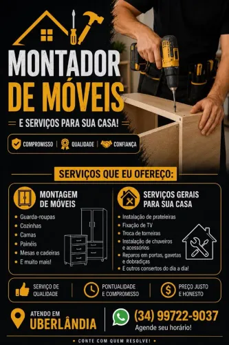 Montador de móveis e consertos, reparos.