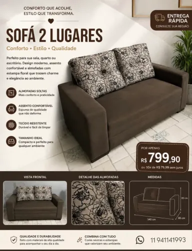 Sofá 2 lugares em perfeito estado!