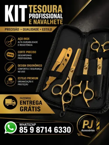 kit tesouras profissional cortar cabelo. entrega grátis