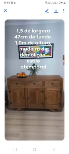 Torro Balcão Aparador de Madeira de Demolição