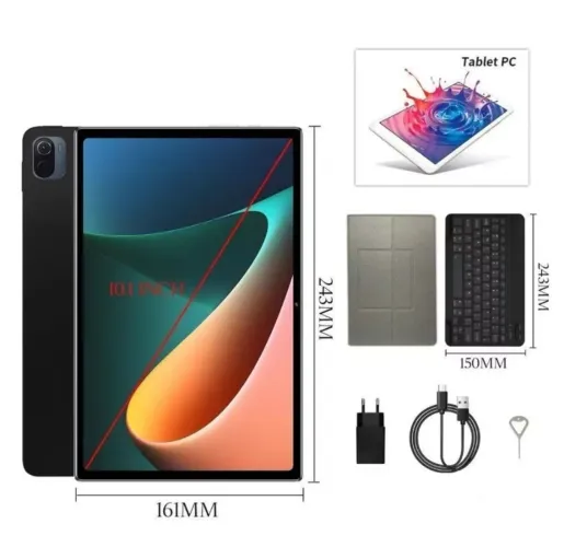 Tablet 10.1" HD + Teclado Bluetooth Capa 2 em 1 WiFi Android<br><br>Tela Gran