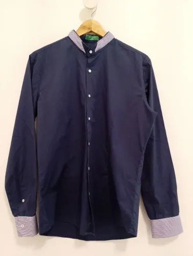 camisa brooksfield azul marinho gola padre