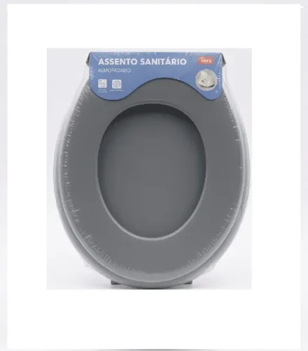 Assento Sanitário Cinza Almofadado Universal Yins 41x36cm