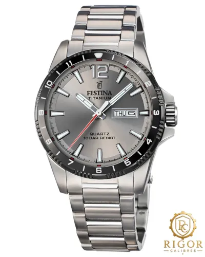 Relógio Festina F20698/1 - Mostrador Cinza, Caixa e Pulseira em Titânio