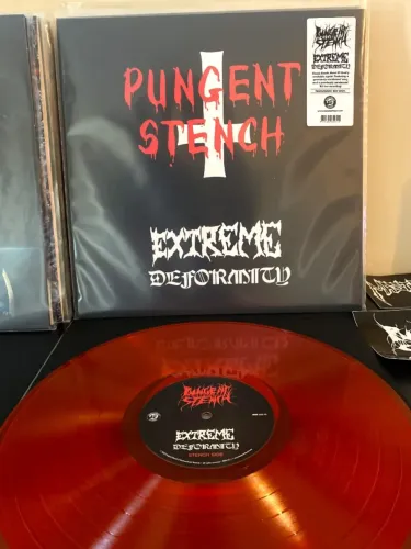 PUNGENT STENCH - Extreme Deformity LP Transparent Red Vinyl Com Poster Hammerheart Records