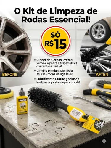 Kit Limpeza de Rodas Automotivas Vonder + Grafite - Super Oferta