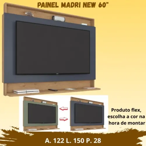 Painel para TV 1.50m Largura Madri - Entrega e Monta na hora