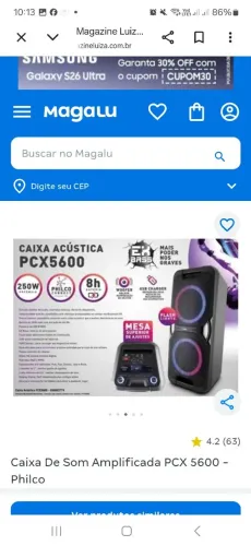 Caixa de som Philco pcx 5600