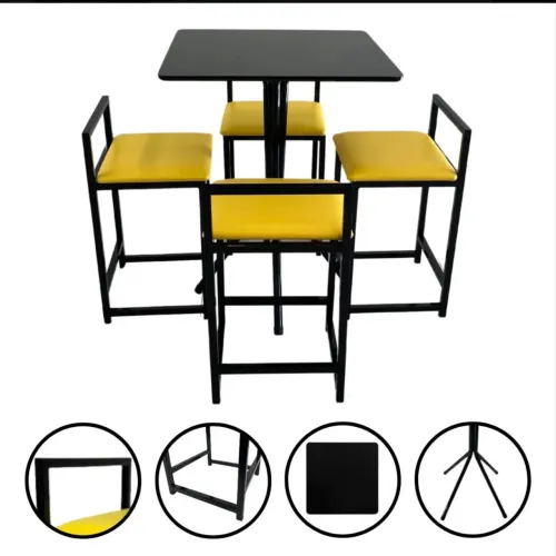 Mesa 4 banquetas amarela