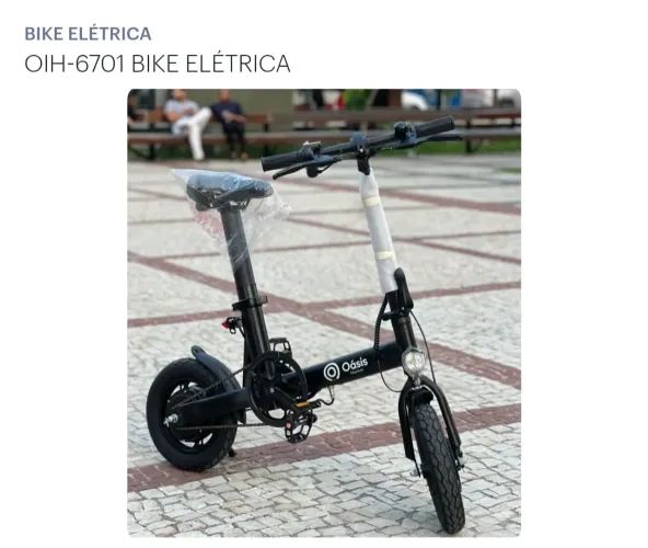 Bike Elétrica Dobrável Compacta 350w Recarregável 25km/h Preto