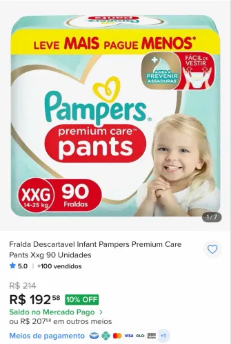 Fralda Pampers premium pants xxg