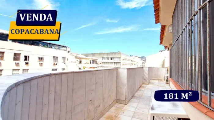 COPACABANA RUA BARATA RIBEIRO COBERTURA LINEAR 181M² PREÇO PARA REFORMAR 3 QUARTOS 3 BANHE
