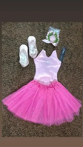Kit ballet saia tule brilho 