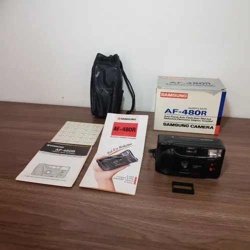 Câmera Analógica Samsung AF-480R Quartz Date 1987 na Caixa