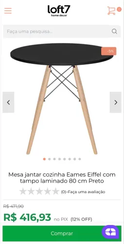 Mesa jantar cozinha Eames Eiffel com tampo laminado 80 cm Preto