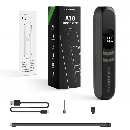 Kit Bomba de Ar Portátil Elétrica ROCKBROS A10 - 150PSI (Para Carro, Moto, Bike, Bola)